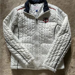 Genuine Merchandise Women’s Puffer Jacket Full Zip Twins Embroidered Sz M Photo 0