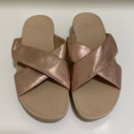 FitFlop  Lulu Cross Slide Sandals Rose‎ Gold Size 10 Photo 0