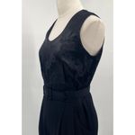 Vintage 90s Jumpsuit Belted Floral Satin Bodice Scoop Neck Sleeveless Black 4/6 Photo 3