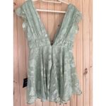 Lulus NWT  All About The Flowers Mint Green Burnout Floral Ruffled Romper Size L Photo 4