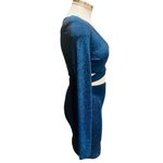 Meshki  Blue Glitter Long Sleeve Cut Out
Bodycon Mini Dress Size XS NWT Photo 4