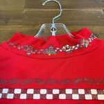 Vintage USA Nutcracker Graphic Christmas Sweater Red Holiday Bow Wreath Glitter Size L Photo 4