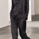 ZARA  BEADED EMBROIDERY TROUSERS STRAIGHT PANTS ANTHRACITE GREY SIZE XS NEW Photo 7