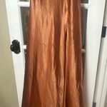 Birdy Grey Kira copper satin 1 shoulder bridesmaid bridal maxi dress NWOT Medium Photo 3