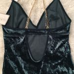 NWT! Green crush soft velvet interchangeable gold chain strap bodysuit Size M Photo 4