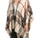 V. Fraas  Plaid Poncho in Cream, Tan, and Black Photo 0
