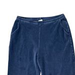 L.L.Bean  Women's Navy Blue Velour Stretch Pants Size L Med Tall pockets Photo 1