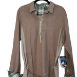Kuhl  Kiley Shirt Dress Organic Cotton Blend Size Medium Birch/Plaid Trim Photo 1