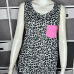 PINK - Victoria's Secret Victoria's Secret Pink Gray Animal Cheetah Pocket Tunic Tank Top Shirt Small Photo 0