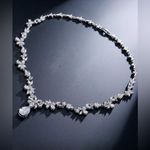 Crystal teardrop bridal wedding formal event luxury necklace Silver Photo 3