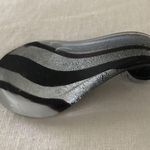 Glass Pendant for Necklace Black & Silver (Gray Silver Black White) Slide EUC Photo 1