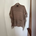 Steve Madden brown knit fringe trim poncho wrap with pockets one size Photo 2