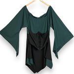 Pirate Wench Halloween Costume Women Long Bell Sleeves Corset Asymmetrical‎ Hem Green Size L Photo 0