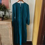 Sundry Anthropologie Tiered Midi Dress 100% Cotton Striped Teal Blue Size 4 (XL) Photo 6