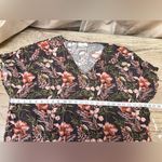 Natural Life  Easy V-Neck Top -‎ Brown Orange Hibiscus size large Photo 3