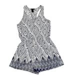 CCC Wide Leg Summer Romper Sleeveless Blue White Casual Geometric Print Size Sm Photo 0