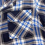 Tolani Collection Plaid Floral Paisley Tab Sleeve Button Down Tunic: Blue Photo 9