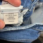 Paige Hoxton Straight Ankle Raw Hem High Rise Indigo Cream Stripe Jeans Size 27 Photo 5