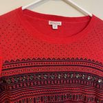 Merona Womens Cowl Crew Neck Sweater Red Sequin Geometric Stripes Size Small Photo 1