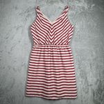 Loft  Dress Womens 6 Dark Pink White Striped Fit &‎ Flare Casual Office Preppy Photo 1