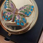NWT MONET GOLD COMPACT WITH JEWELED BUTTERFLY Photo 5