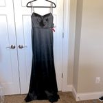 Mac Duggal NWT Ieena for - 12428 - Charmeuse Rhinestone Strap Trumpet Gown - Blk Photo 2