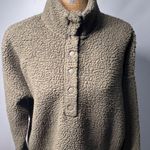 Aerie teddy bear Sherpa fleece 1/4 snap sweatshirt olive green medium Photo 1