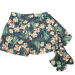 PATBO FLORAL BLUE GREEN TROPICAL RUFFLE SIDE HIGH RISE WAIST SHORTS 6 Photo 5