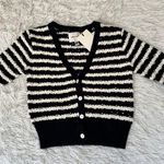 NWT Industry Navy & White Striped Knit Cropped 3/4 Sleeve V Photo 4