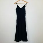 By Together  black textured midi dress with tie front and cut out. Size Large Photo 1