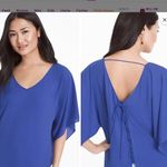 White House | Black Market WHBM Lace-Up Back Kimono Blouse in Ultramarine size xs EUC Photo 5