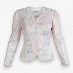 American Vintage 80s Vintage Pastel Pink Floral Lace Embellished Romantic Blazer Jacket Size 8 Photo 0
