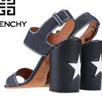 Givenchy Star Block Chunky Heel Ankle Strap Sandals RARE Denim Blue White Sz. 6 Photo 0