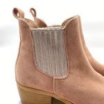 Anthropologie BY  Dusty Rose Pink Suede Chelsea Heeled Western Boots Booties Sz 6 Photo 1
