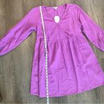 Time and Tru 100% Cotton Purple Long Sleeve Faux Wrap Dress Women’s Size Medium Photo 5