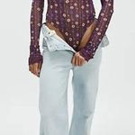 Free People Up All Night Printed Bodysuit Berry Bandit Size Medium Nwot Photo 2