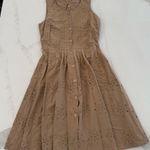 Boden Sleeveless Eyelet Button Front Cottagecore Midi Dress Womens 2R Tan Preppy Size 2 Photo 0