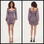 ASTR 💕💕 Mardi Lace Trimmed Floral Ruched Mini Dress Purple Floral Large NWOT Photo 2