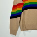 Young Fabulous and Broke  Beige Rainbow Stripe Pullover Crew Neck Sweater M/L Photo 3