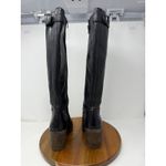 Lucky Brand  Black Leather Buckle Side Zip Knee High Heeled Boots Women's 7.5M Photo 5