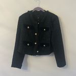 River Island Black Button Front Tweed Boucle Blazer Jacket Size 12 Photo 4