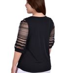 Ny Collection Burnout Mesh Elbow Sleeve Top Black Size Medium Photo 1