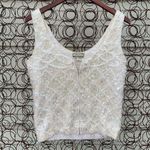 Vintage 60s Helen Fashions 100% wool beaded and sequined cream sleeveless blouse White Size M Photo 2