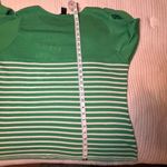 Ashley Stewart  Peek-A-Boo Green & White Striped Lightweight Casual LS Sweater-26 Photo 2