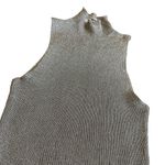 Red Berry Sleeveless Mock Neck tank Top Stretch Metallic Textured Size Small Silver Photo 3