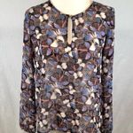 Forever 21 Long sleeve chiffon semi sheer abstract butterfly print top size small Photo 0
