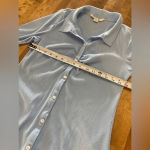 American Eagle Ribbed Knit Long Sleeve Midi Button Up Dress Baby Blue XL Photo 5