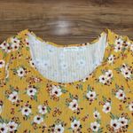 Full‎ circle floral short sleeve knit top womens plus size 2X ribbed lettuce hem Photo 1