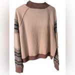 easel  Tan and Brown Striped Women's Sweater Photo 2