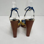 ESCADA Strappy Sandals Block Wooden Heels Colorful Retro Women’s Size US 6 Yellow Photo 5